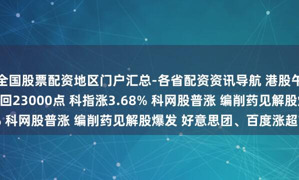 全国股票配资地区门户汇总-各省配资资讯导航 港股午评：恒指涨2.12%重回23000点 科指涨3.68% 科网股普涨 编削药见解股爆发 好意思团、百度涨超7%